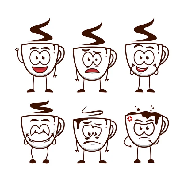 Caffè Tazza Uomo Vettore Cartone Animato Personaggio Divertente Mascotte Illustrazione — Vettoriale Stock