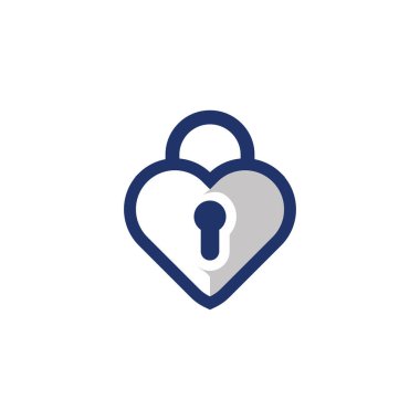 Kalpte anahtar deliği olan asma kilit amour logo simgesi sembolü