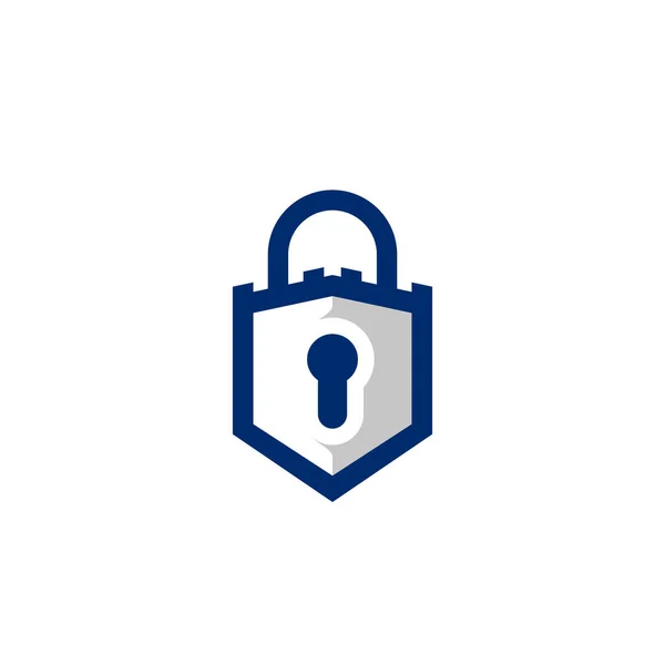 Candado Forma Escudo Castillo Icono Del Logotipo Símbolo Guardia Seguridad — Vector de stock