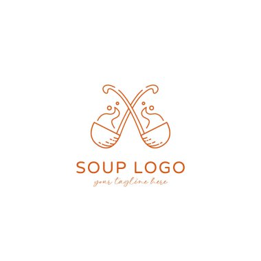 Çapraz sıcak çorba kepçesi logo simgesi karalama vektör biçimi