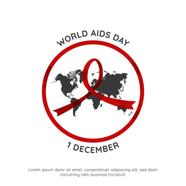 Wereld Hiv Aids Dag December Event Poster Met Wereldkaart Rood — Stockvector