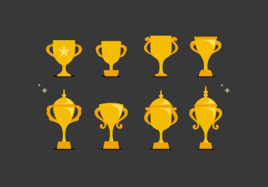 lüks ve basit altın kupa ikon vektör çizimi