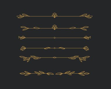 Yaprak süsleme ve çiçek yaprakları ile altın renkli çiçek çizgisi ayırıcı