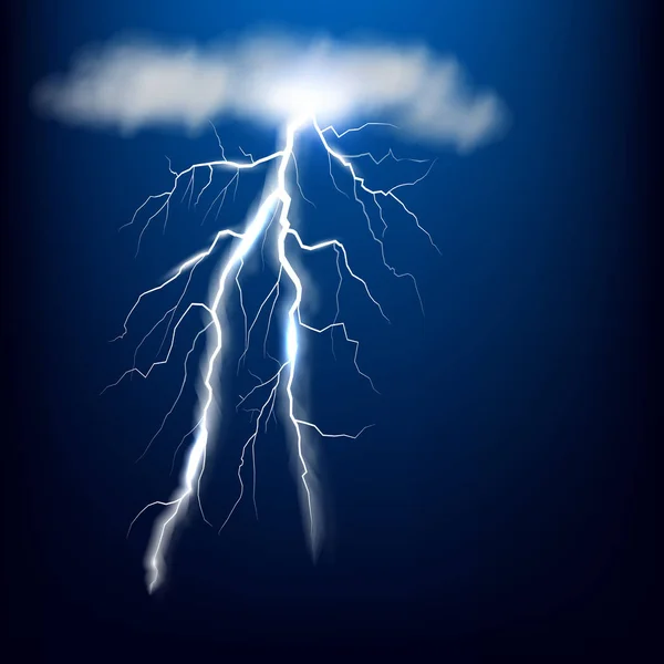 Décharge Foudre Sur Fond Bleu Avec Nuage Effet Vectoriel Spécial — Image vectorielle