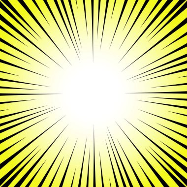 Sarı ve beyaz arka plan üzerinde Radyal çizgiler. Çizgi roman hız, patlama. Grafik tasarım için vektör çizim. EPS 10.