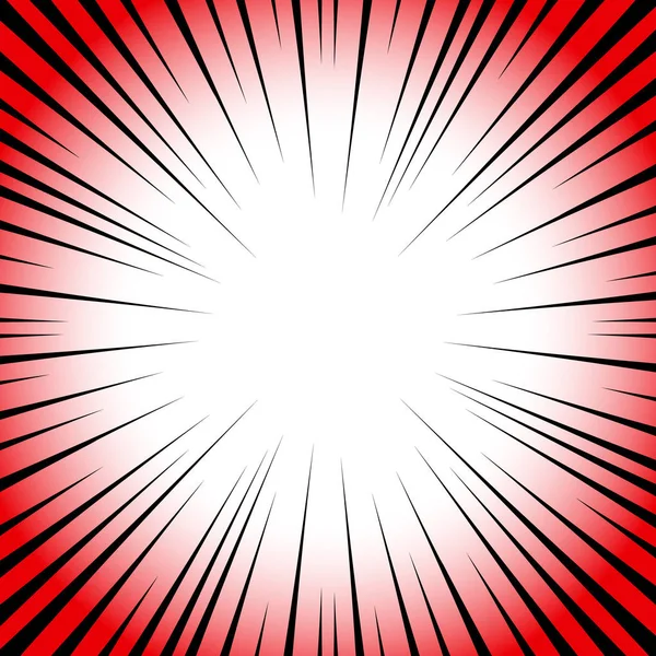 Ακτινικές Γραμμές Κόκκινο Φόντο Και Λευκό Φόντο Βιβλίο Κόμικ Ταχύτητα — Διανυσματικό Αρχείο