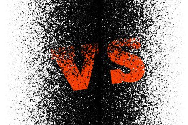 Siyah ve beyaz arka plan ile modern soyut kırmızı harflerle. Rekabet sembolü. Vektör tasarım şablonu. EPS 10.