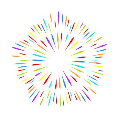 Beyaz izole arka plan üzerinde renkli havai fişek. Süslemeleri yılbaşı kartları, happy New year, yıldönümü ve diğer kutlamalar için. Vektör çizim. EPS 10.