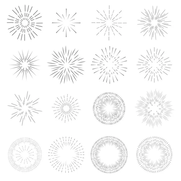 Vintage Sunburst. Şablon tasarım koleksiyonu. Hafif seri çekim ışınları. Retro bir yıldız vektör.