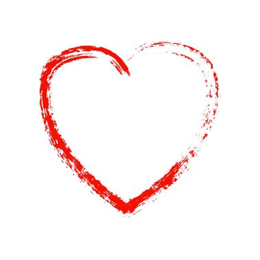 Beyaz zemin üzerine kırmızı grunge kalp. Vektör öğesi tasarım ve yaratıcı fikirler için. EPS 10.