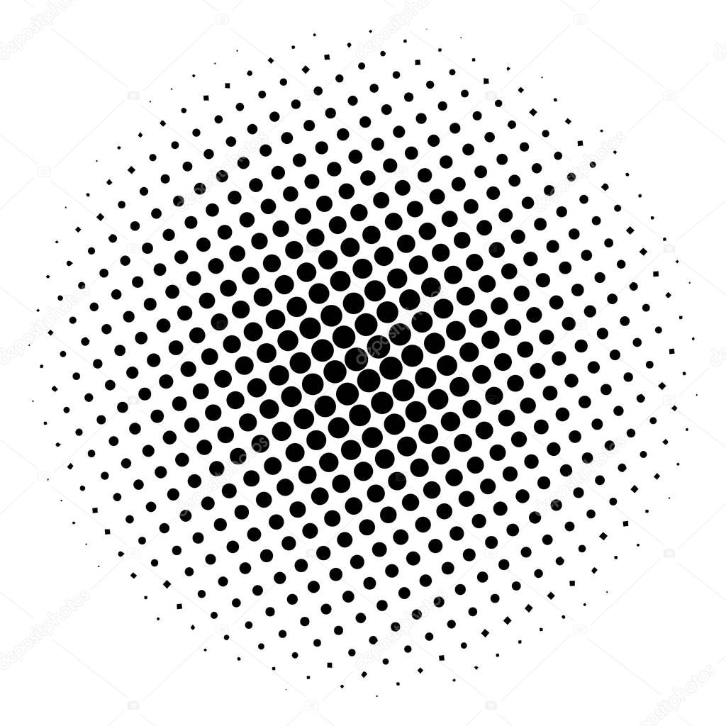 Item halftone circle, on a white background. Vector illustration for your design. Eps 10.