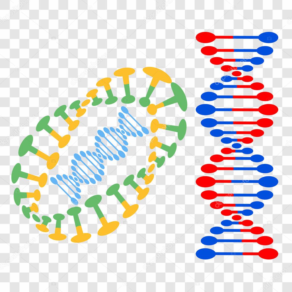 DNA different sets of spirals on transparent background. Vector elements for your design. Eps 10.