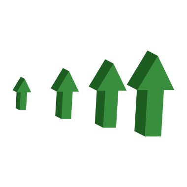 Yeşil okları 3d top. Finansal başarı dinamikleri sembolü. Beyaz arka plan üzerinde izole vektör tasarım öğeleri. EPS 10.