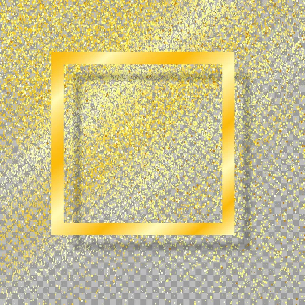 ゴールド フレーム ゴールド ダストの分離の透明な背景の影 ゴールドラメ お祝い新年 クリスマス フレーム あなたのアイデアのベクトル図です Eps — ストックベクタ