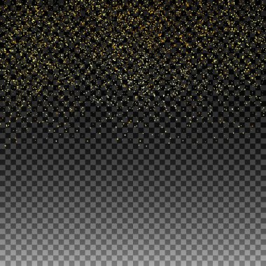 Altın yağmur. Yalıtılmış zemin üzerine altın glitter doku. Altın konfeti bir patlama. Tasarım öğesi. Vektör çizim. EPS 10.