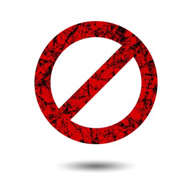 İşareti, izole açık renkli izin verilmiyor. Çizik-aşınmış grunge simgesi. Vektör desen, yasağı kavramı. EPS 10.