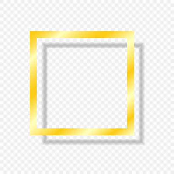 Zlatý Rám Izolované Průhledném Pozadí Světla Stínem Prvek Vektoru Pro — Stockový vektor