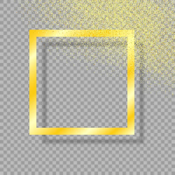 Gold Frame Shadow Isolated Transparent Background Gold Dust Gold Glitter — Stock Vector