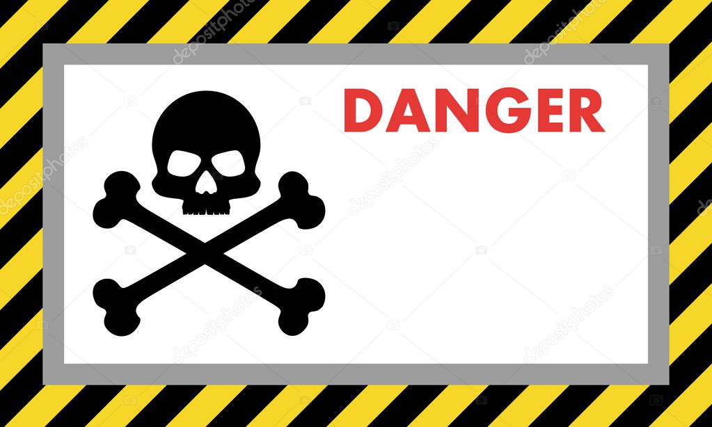 Warning sign of danger with skull, with space for text explanation. Vector illustration for your design. Eps 10.