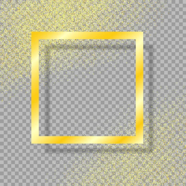 Χρυσό Πλαίσιο Σκιά Απομονωμένες Διαφανές Φόντο Χρυσόσκονη Χρυσά Glitter Εικονογράφηση — Διανυσματικό Αρχείο