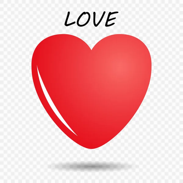 Красное Сердце Сиянием Тенью Изолированный Прозрачном Фоне Днем Святого Валентина — стоковый вектор