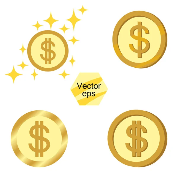 Conjunto Monedas Oro Jackpot Concepto Éxito Fondo Moderno Elementos Vectoriales — Vector de stock