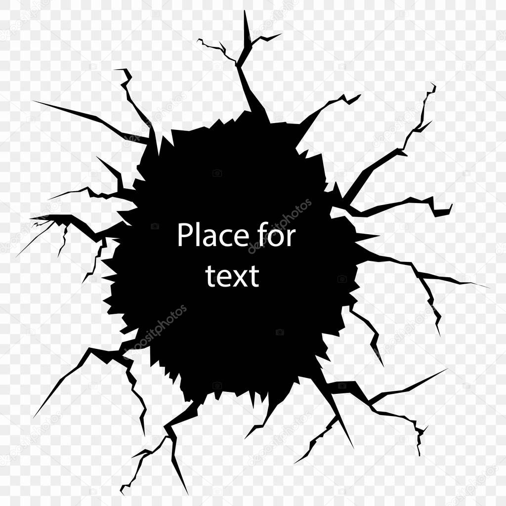 Vector illustration of a hole in the wall on an isolated transparent background. Cracking ground. Template for Content, advertising, banner, poster. Eps.