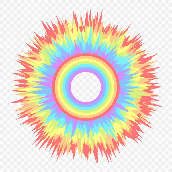 Mehrfarbige abstrakte Kinderregenbogen auf isoliertem transparentem Hintergrund. regenbogenfarbene Explosion. Vektor Urlaub Design-Element für Ihre Kreativität. — Stockvektor