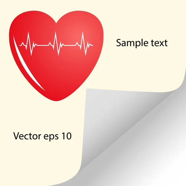 Иллюстрация кардиограммы, пульс сердца с пространством для текста. Жёлтый векторный флаг . — стоковый вектор