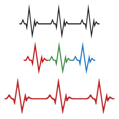 Kalp cardiograms kümesi. Sağlıklı bir kalp kavramı. Kalp vektör bakliyat vektör çizim.