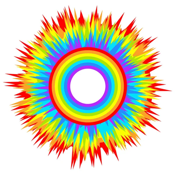 Mehrfarbige abstrakte Kinderregenbogen auf isoliertem hellen Hintergrund. regenbogenfarbene Explosion. Vektor Urlaub Design-Element für Ihre Kreativität. — Stockvektor