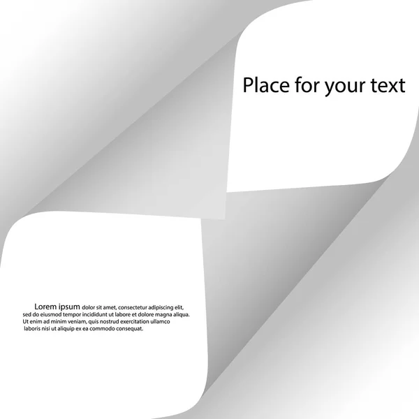 Wickeln Sie die Seite mit Schatten auf ein leeres Blatt Papier an beiden Rändern. Sticker aus weißem Papier. Vektor-Illustrationen für Werbebotschaften, Design und Geschäftsprojekte. — Stockvektor