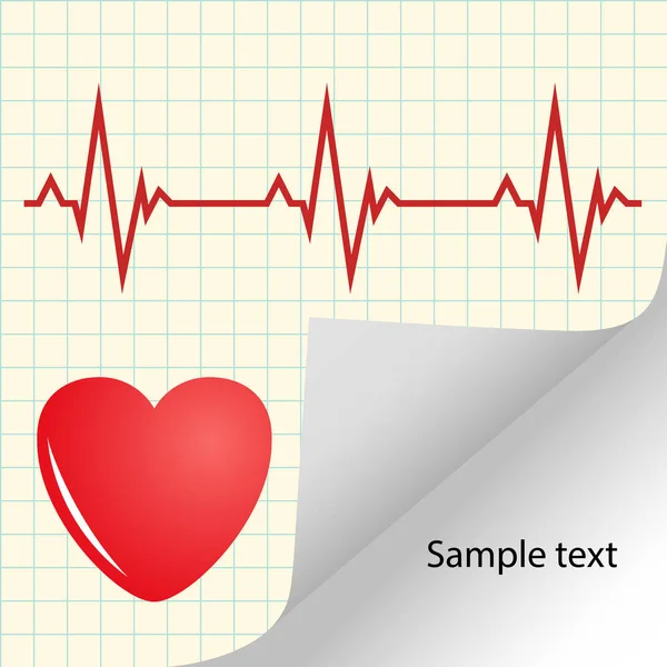 Illustration of cardiogram, heart pulse with space for text. Medical yellow vector banner. — Stock Vector