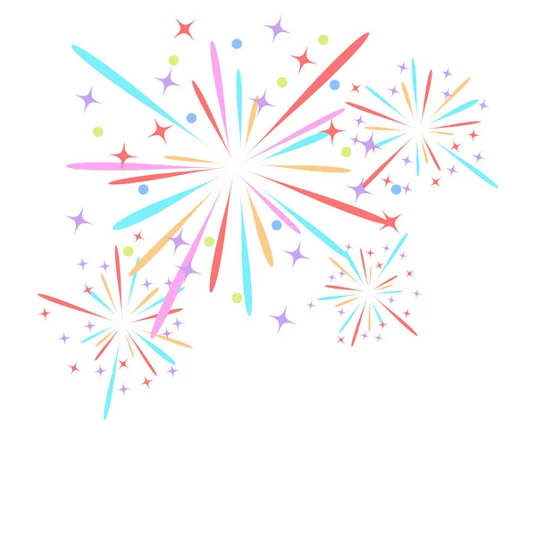 Fogo de artifício foguete explode em estrelas coloridas. Elemento de design em fundo branco isolado. Ilustração vetorial abstrata . —  Vetores de Stock