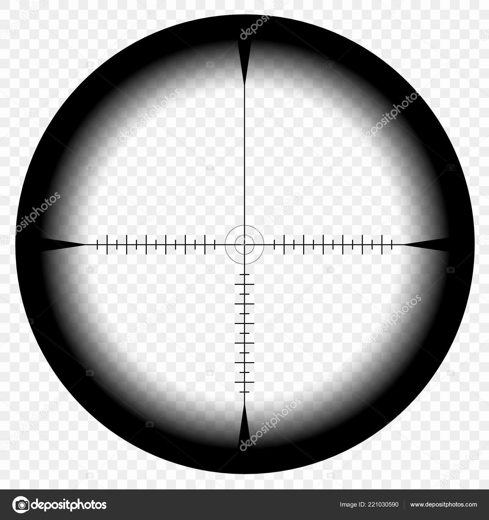 Sniper scope template, with measurement marks on isolated background