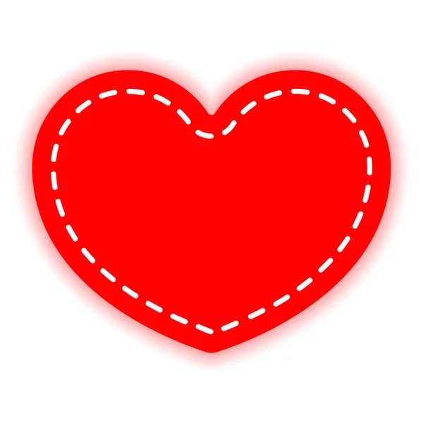 El corazón rojo está cosido con hilo blanco. Elemento de diseño vectorial, aislado sobre fondo claro. El concepto de San Valentín, reconocimiento . — Vector de stock