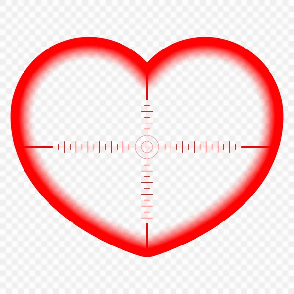 대상으로 심장입니다. 사랑의 목표입니다. 큐 피드 개념 목표, 대상, 사랑의 천사의 광경을 선택. 벡터 패턴 요소, 투명 한 배경에서 분리. — 스톡 벡터