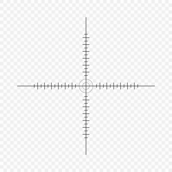 Scharfschützen, Maßstab. Fadenkreuz mit Häkchen. Symbol. Vektor-Konzept der Zielsuche. Element isoliert auf hellem Hintergrund, Muster. — Stockvektor