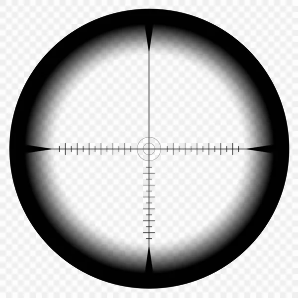 Sniper scope template, with measurement marks on isolated background. View through the sight of a hunting rifle. The concept of aiming, the search for the main goal. — Stock Vector