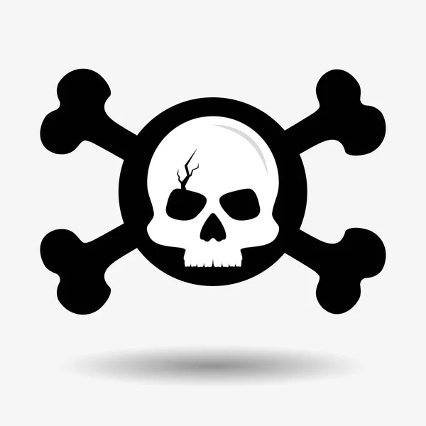 头骨破裂和交叉骨骼, 图标。致命危险警告的概念。海盗的标志。在孤立的白色背景的向量例证. — 图库矢量图片