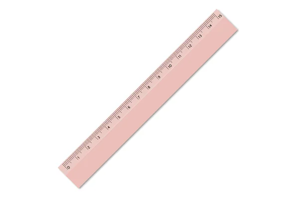 Ruler plastic color. School measuring tool for geometry, drawing, 15 centimeters. Design element on isolated background. — Stock Vector