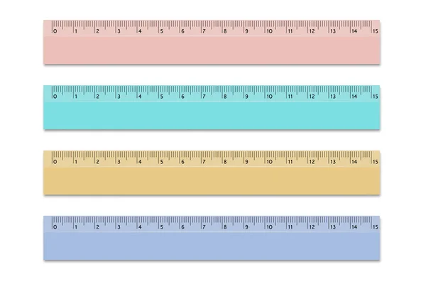 Definir réguas da escola cores diferentes 15 centímetros. Elementos de design vetorial em fundo branco isolado . — Vetor de Stock