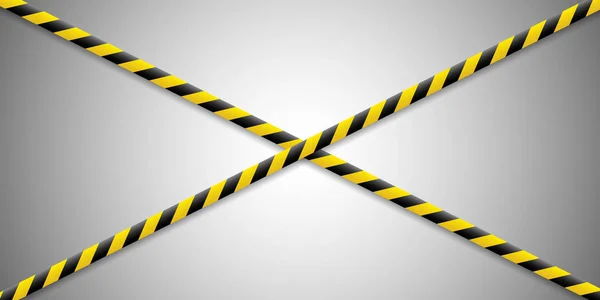 Varning linjer. Varning det är farligt för hälsan. Varningstejp barrikad, gul-svart, på en isolerad bakgrund. Vektorillustration. — Stock vektor