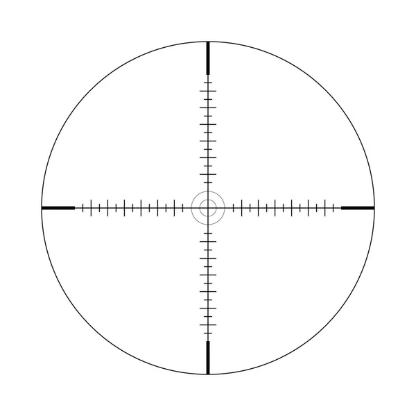 Sniper scope, scale. Crosshairs with tick marks. Icon. Vector concept of target search. Element isolated on light background, pattern. — Stock Vector