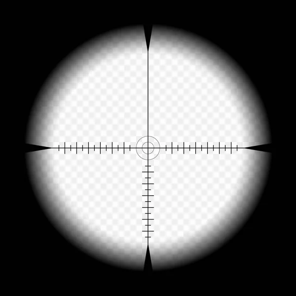 Modelo de escopo de atirador, com marcas de medição em fundo isolado. Ver através da vista de uma espingarda de caça. O conceito de apontar, a busca pelo objetivo principal . — Vetor de Stock