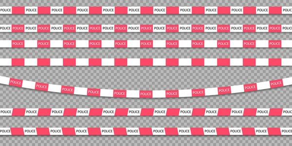 Instellen waarschuwing barricade lijnen. Let op de tapes niet over. de scène van de misdaad, de politie voorzichtigheid. Vector-elementen op een geïsoleerde transparante achtergrond. — Stockvector