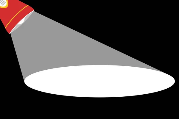 红色手电筒在黑暗背景的白色光线, 与文字的空间。向量例证. — 图库矢量图片