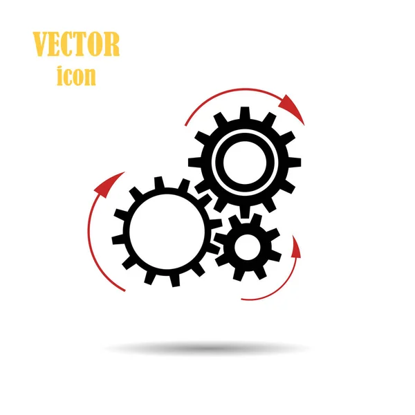 Vektor redskap pilarna pekar riktningen av rotation. Flat ikonen isolerad på en vit bakgrund. Begreppet inläsningen. Uppdatering av programmet. Arbete av mekaniska delar. — Stock vektor