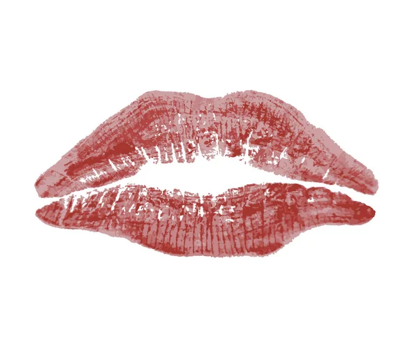 Empreinte rouge à lèvres d'un baiser. Le concept de romance, d'amour, de bons sentiments. Icône vectorielle isolée sur fond clair . — Image vectorielle