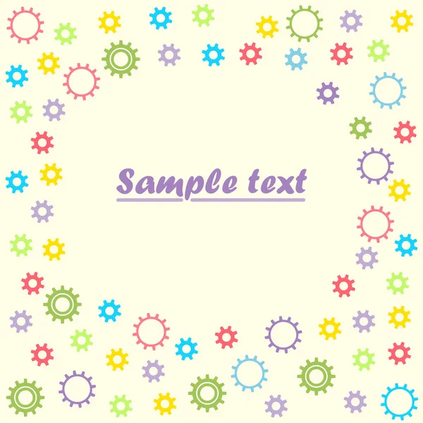 Baby colored gears on isolated light background, with space for text. Vector illustration. — Stock Vector